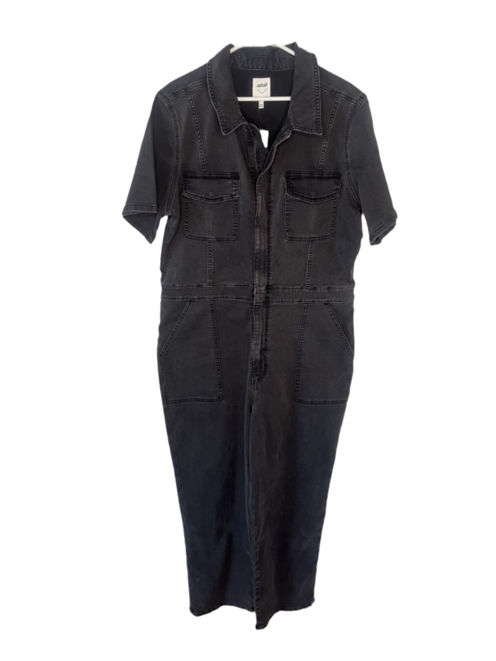 American Eagle Outfitters Black Denim Zip-front Jumpsuit
